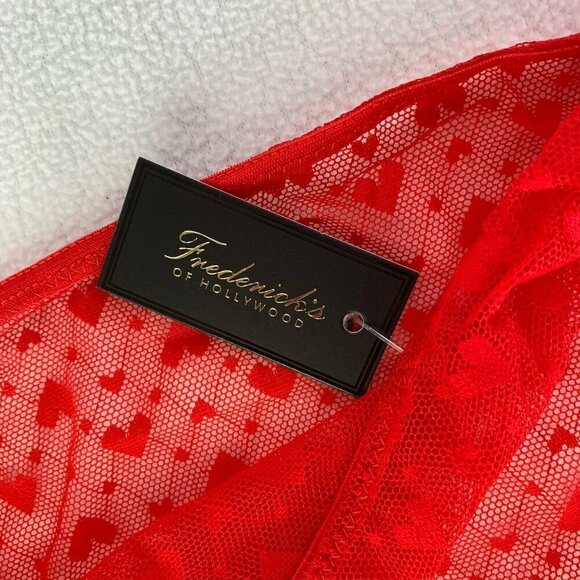 Frederick's Of Hollywood Size 1X Red Maree Hearts Lace Love Panty NWT - Picture 7 of 9